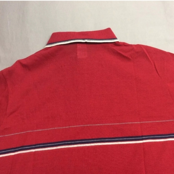 VINTAGE 80S THE GARAN MAN RED STRIPED POLO GOLF SHIRT MENS LARGE MADE IN USA - Picture 2 of 10